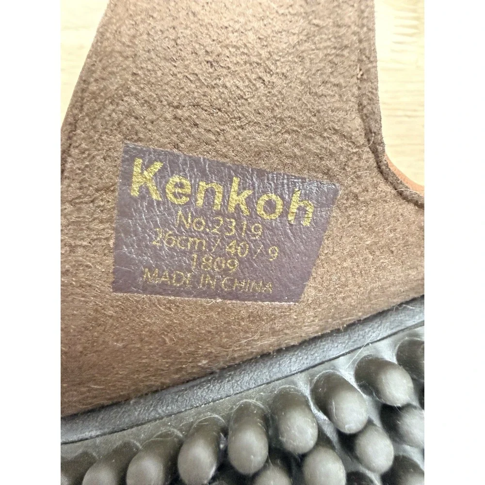 Kenkoh 2319 Women's 9 Massage Sandals Brown Leather Adjustable Slides EU 40 #36